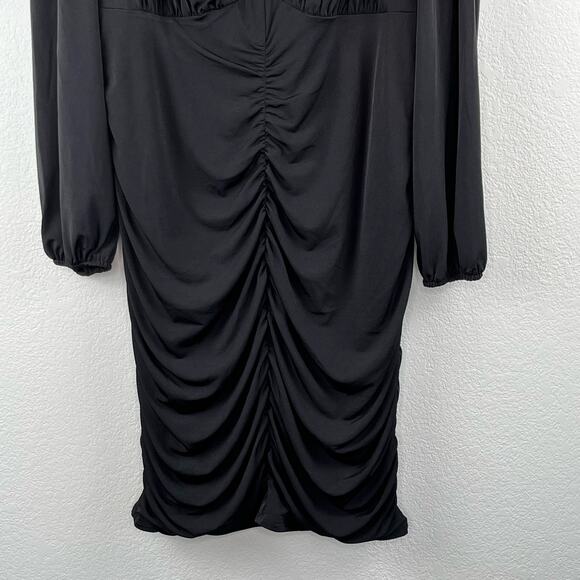 Emerald Sundae Black Stretch Ruched Bodycon Long Sleeve V-Neck Dress Plus 18 NWT - Picture 7 of 15